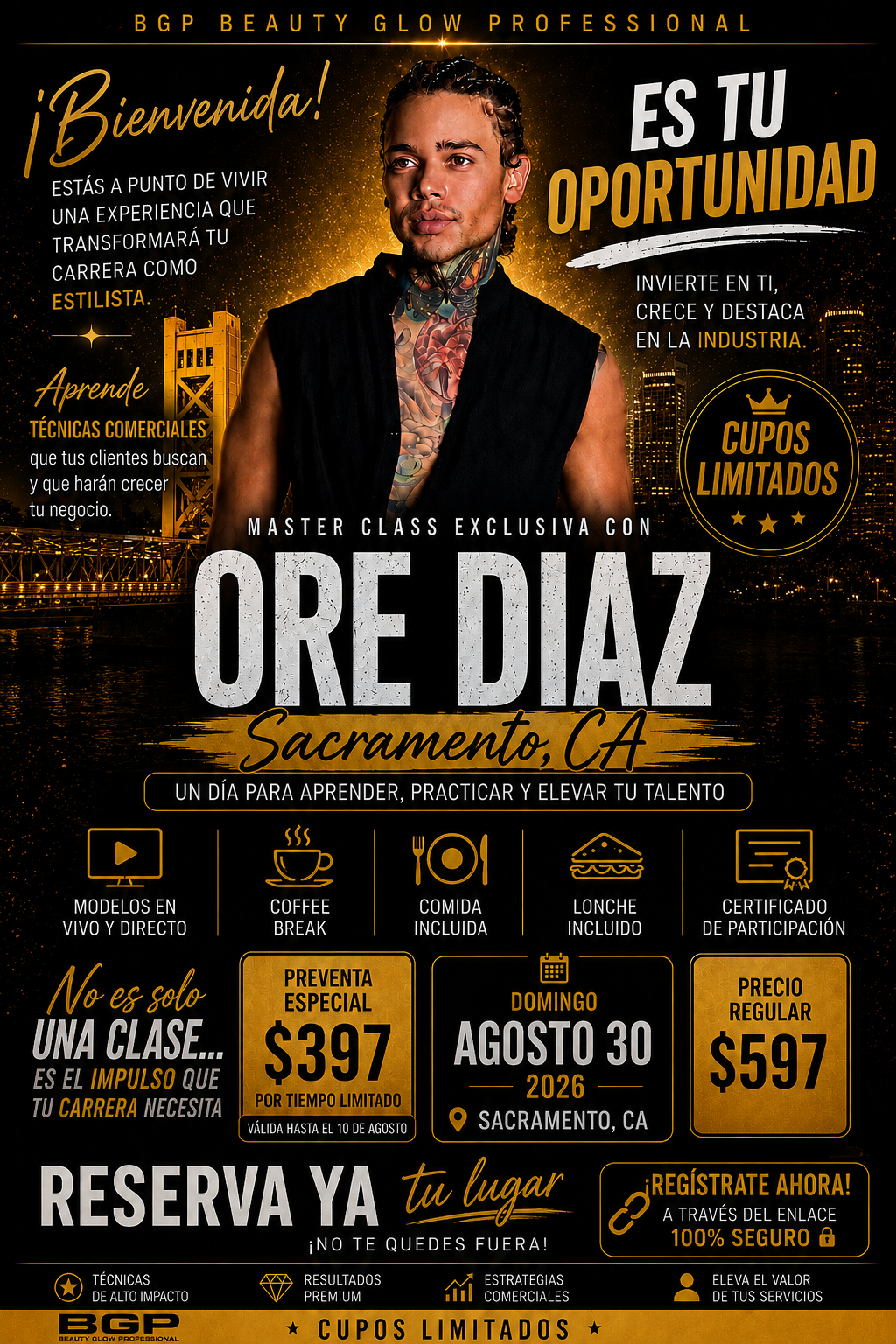 🔥 MASTER CLASS ORESTE DÍAZ – SACRAMENTO, CALIFORNIA 🔥

Lleva tu carrera al siguiente nivel con una capacitación diseñada para estilistas que desean dominar técnicas comerciales, optimizar sus tiempos de trabajo y ofrecer resultados reales 🔥
