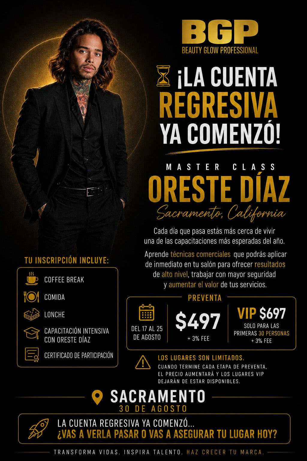 PREVENTA 🔥 MASTER CLASS ORESTE DÍAZ – SACRAMENTO | DOMINGO 30 DE AGOSTO 2026